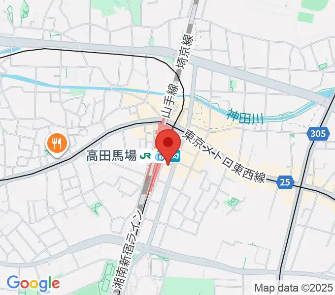 スタジオ音楽館 高田馬場駅前の地図