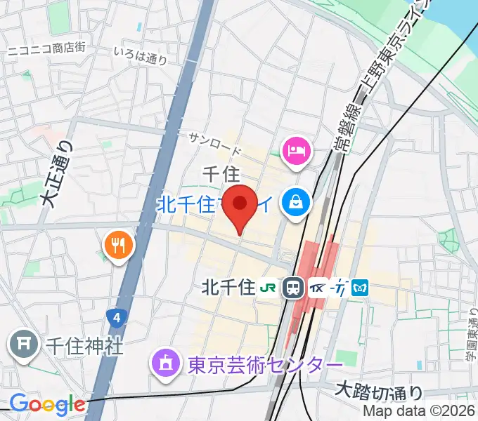 スタジオパックス北千住店の地図