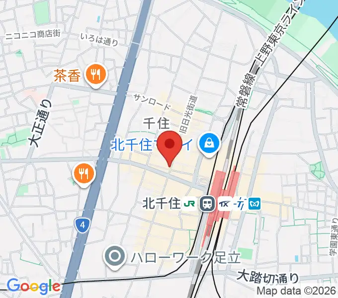 スタジオパックス北千住店の地図