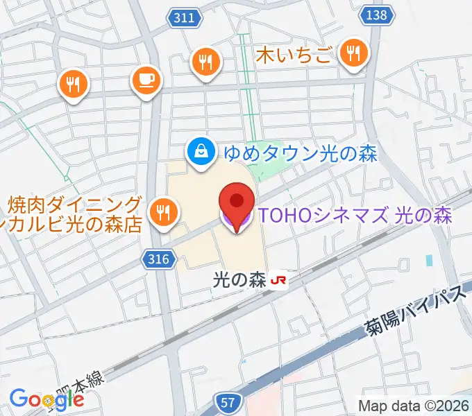 TOHOシネマズ光の森の地図