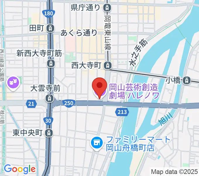 岡山芸術創造劇場ハレノワの地図