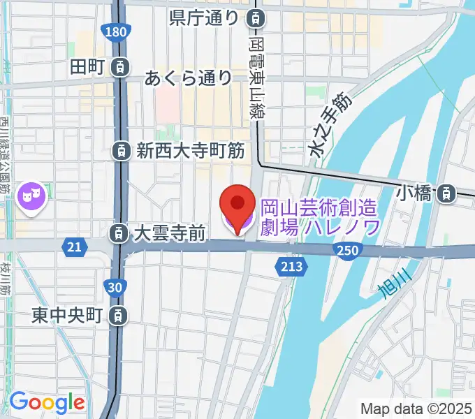 岡山芸術創造劇場ハレノワの地図