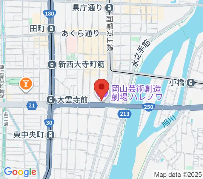 岡山芸術創造劇場ハレノワの地図