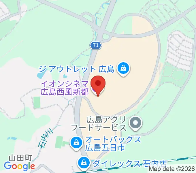 イオンシネマ広島西風新都の地図
