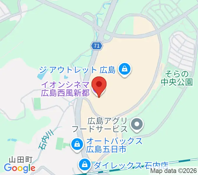 イオンシネマ広島西風新都の地図
