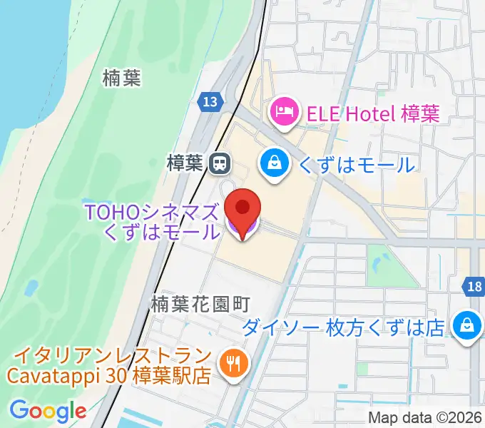 TOHOシネマズくずはモールの地図