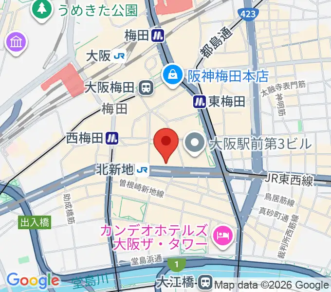 大阪弦楽器の地図