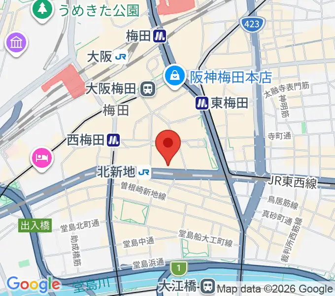 大阪弦楽器の地図