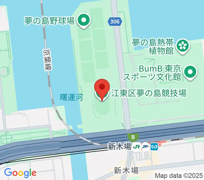 江東区夢の島競技場の地図