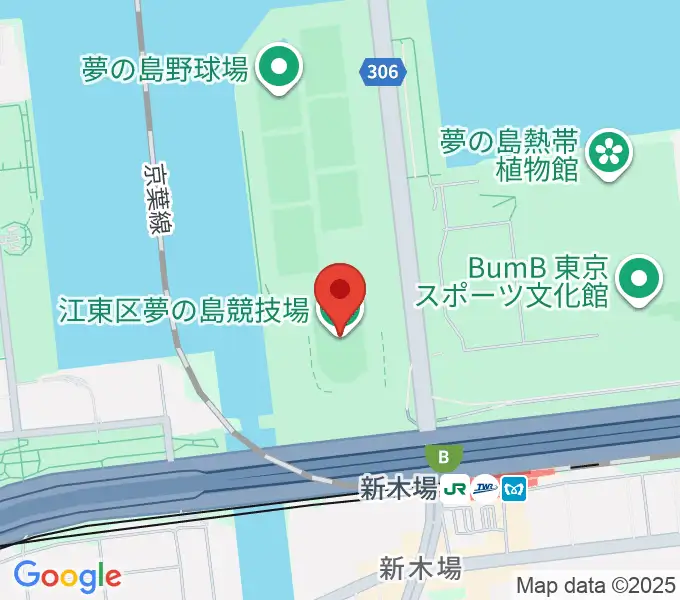 江東区夢の島競技場の地図