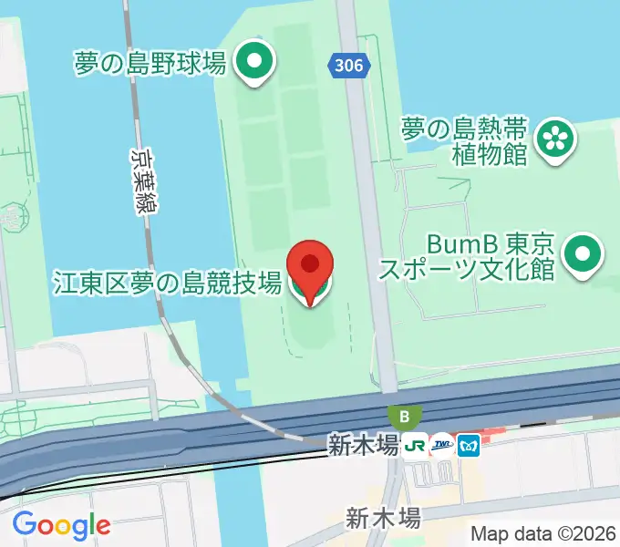 江東区夢の島競技場の地図