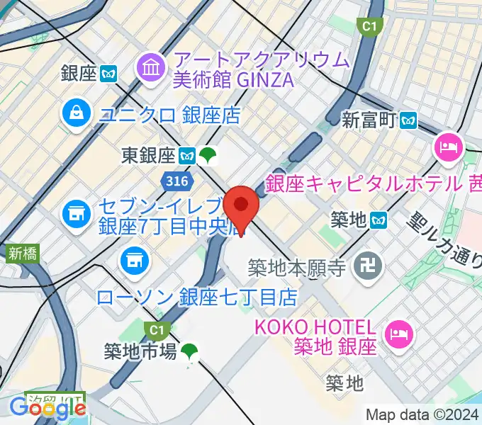 東劇の地図