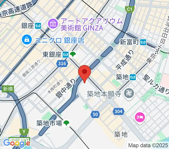 東劇の地図