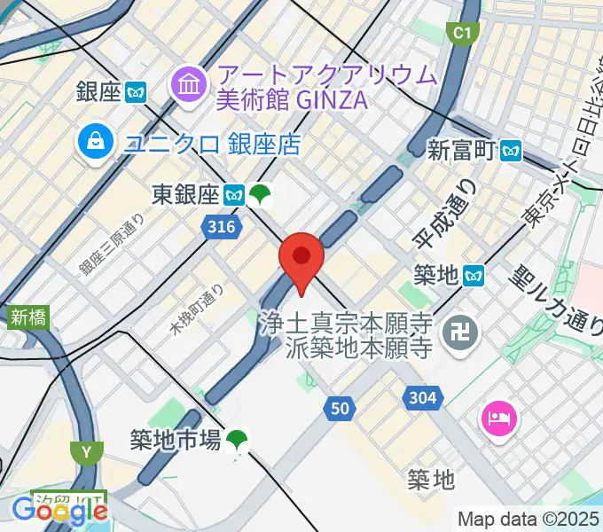 東劇の地図
