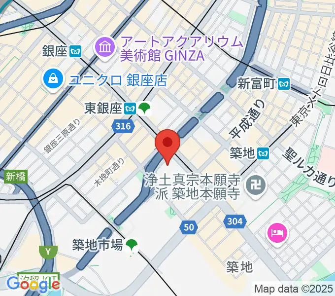 東劇の地図