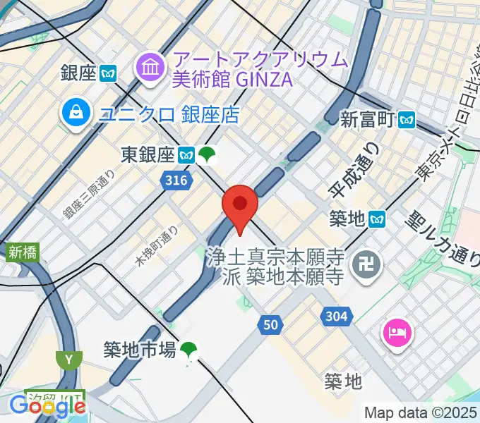 東劇の地図