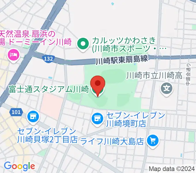 富士通スタジアム川崎の地図