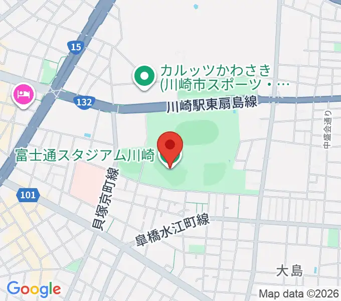 富士通スタジアム川崎の地図