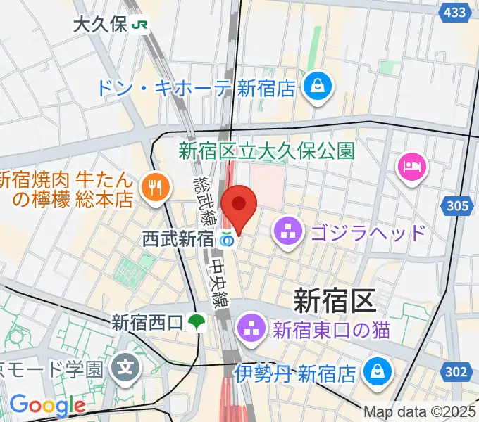 新宿ロックカフェロフトの地図