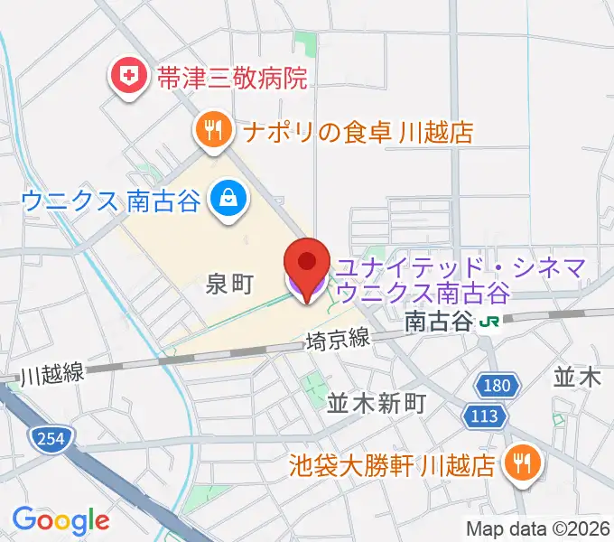 ユナイテッド・シネマ ウニクス南古谷の地図