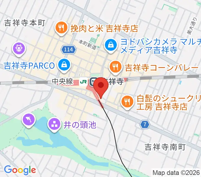 吉祥寺Sutekinaの地図
