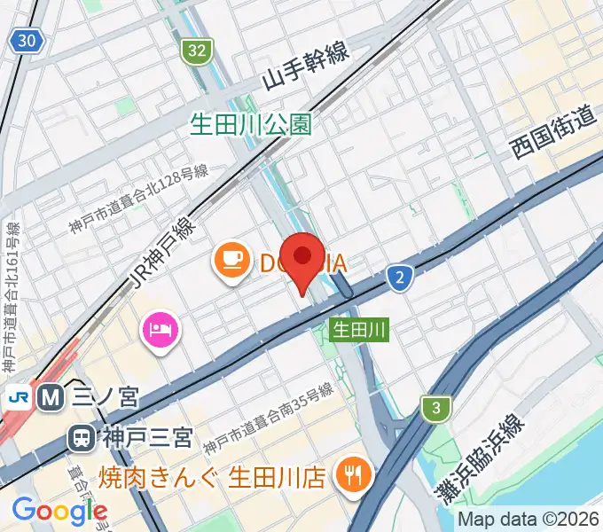 神戸ロッククラブの地図