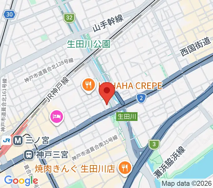 神戸ロッククラブの地図