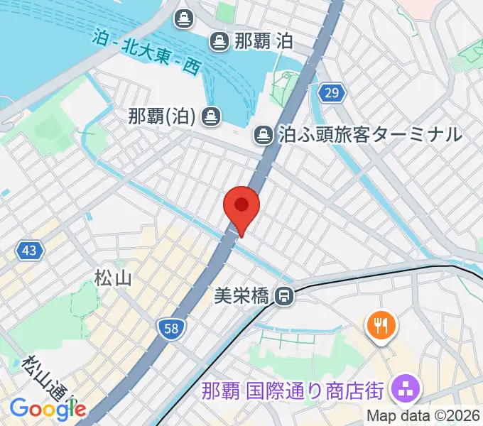 那覇LIVEHOUSE B-ONEの地図