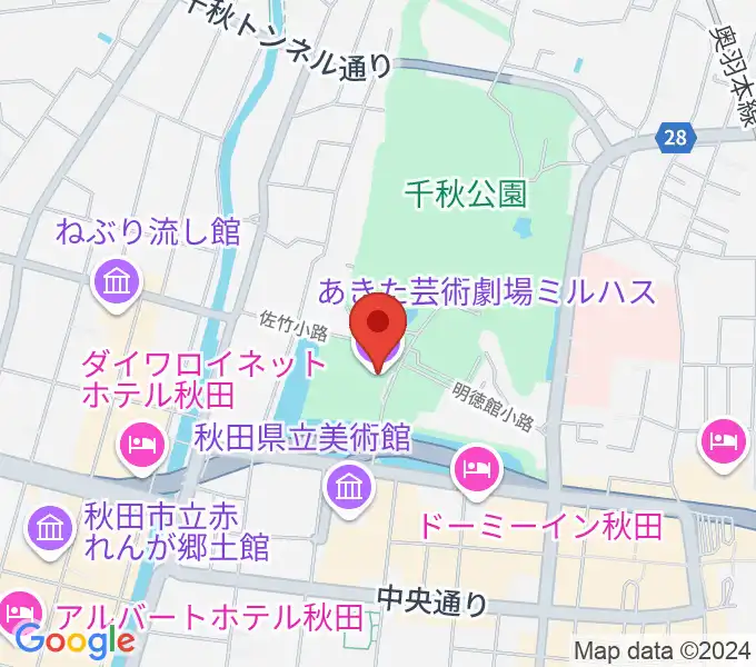 あきた芸術劇場ミルハスの地図