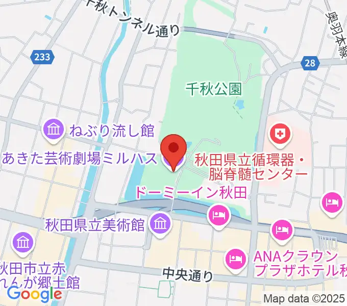 あきた芸術劇場ミルハスの地図