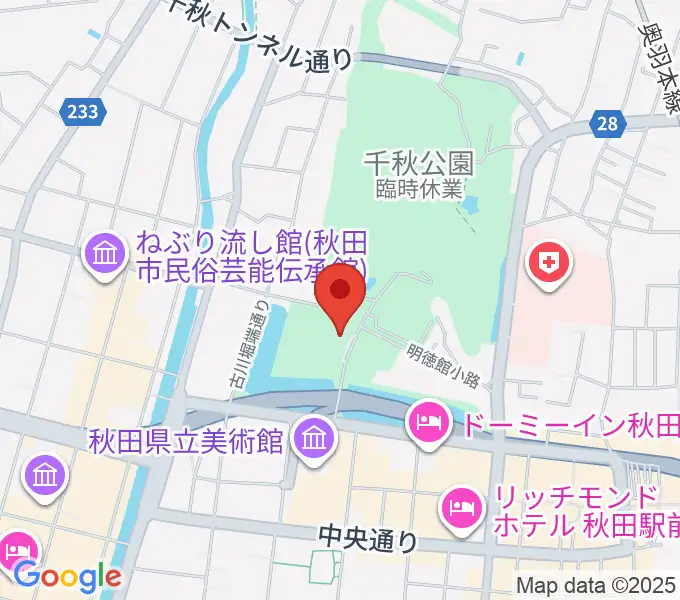 あきた芸術劇場ミルハスの地図