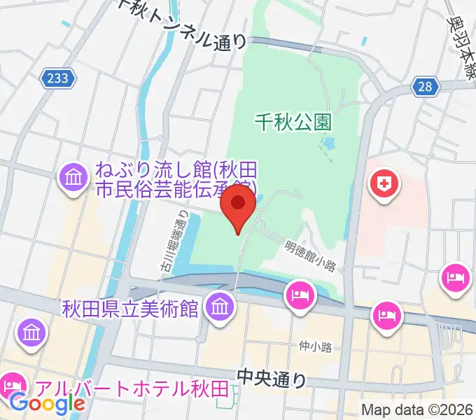 あきた芸術劇場ミルハスの地図