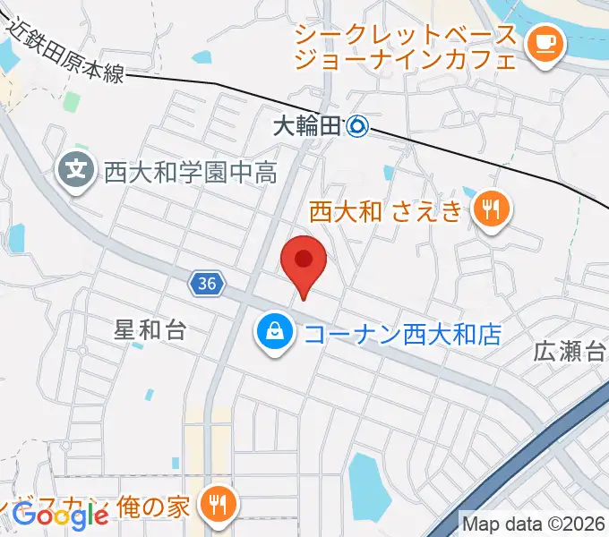 イオンシネマ西大和の地図