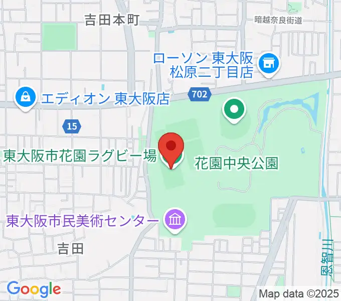 東大阪市花園ラグビー場の地図