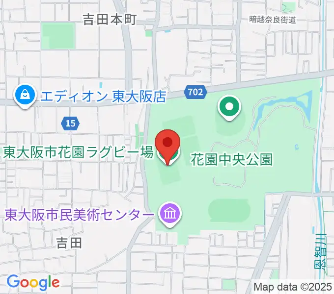 東大阪市花園ラグビー場の地図