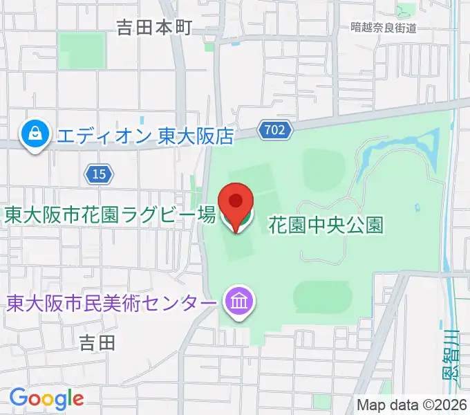 東大阪市花園ラグビー場の地図