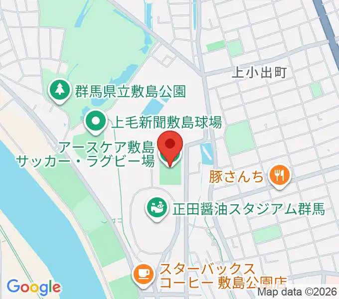アースケア敷島サッカー・ラグビー場の地図