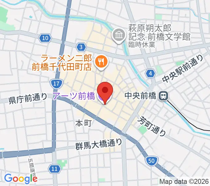 アーツ前橋の地図