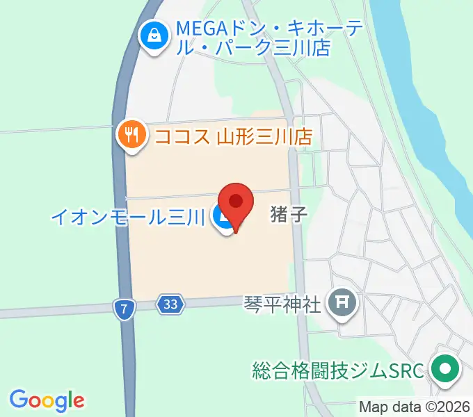 イオンシネマ三川の地図