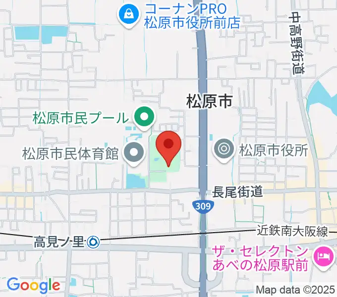 松原市文化会館の地図