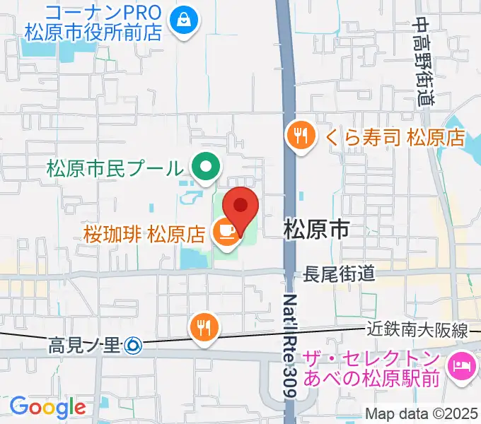 松原市文化会館の地図