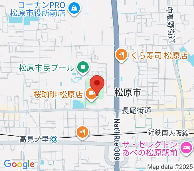 松原市文化会館の地図