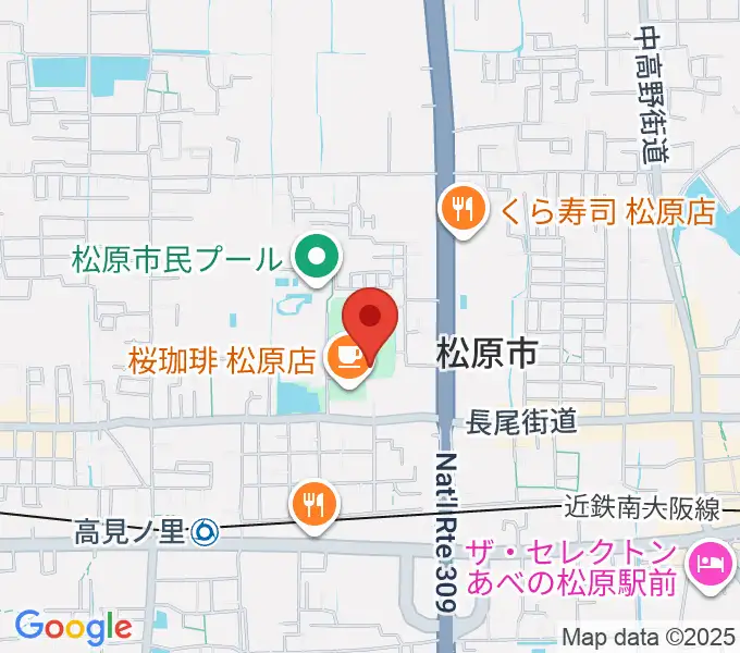 松原市文化会館の地図