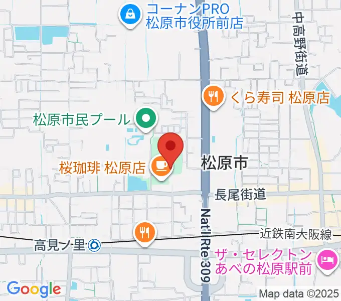 松原市文化会館の地図