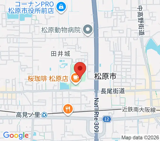 松原市文化会館の地図