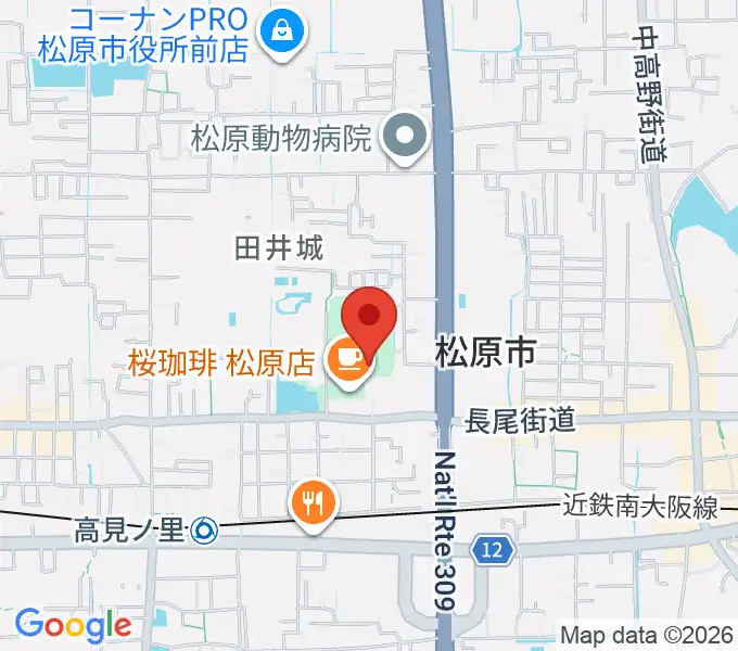 松原市文化会館の地図