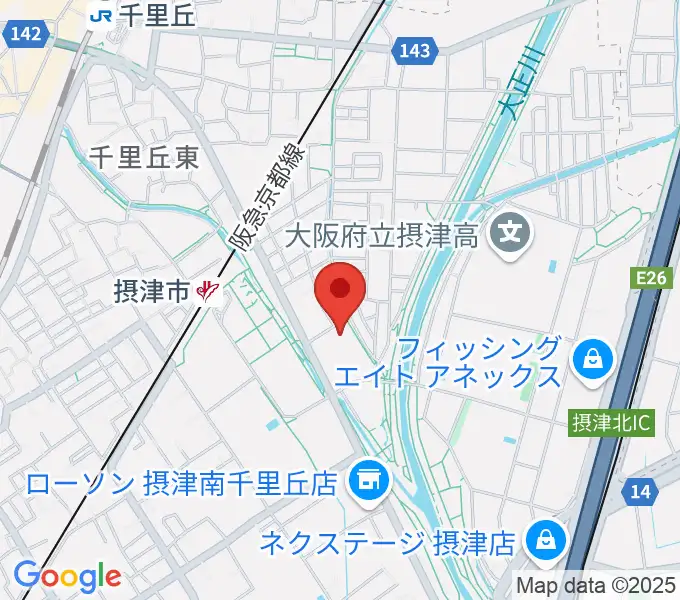 摂津市民文化ホールの地図