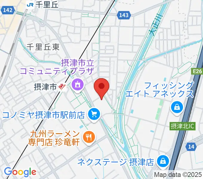 摂津市民文化ホールの地図