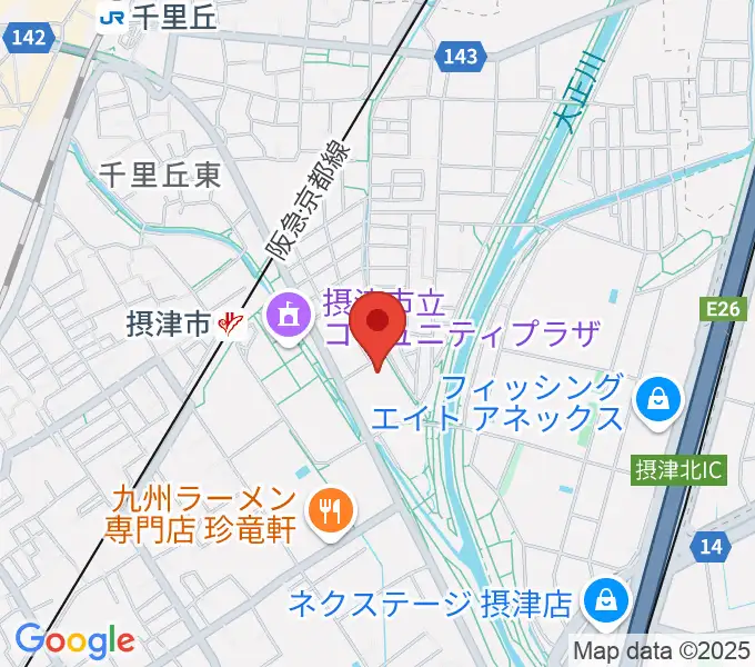 摂津市民文化ホールの地図
