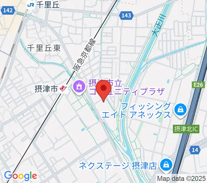 摂津市民文化ホールの地図